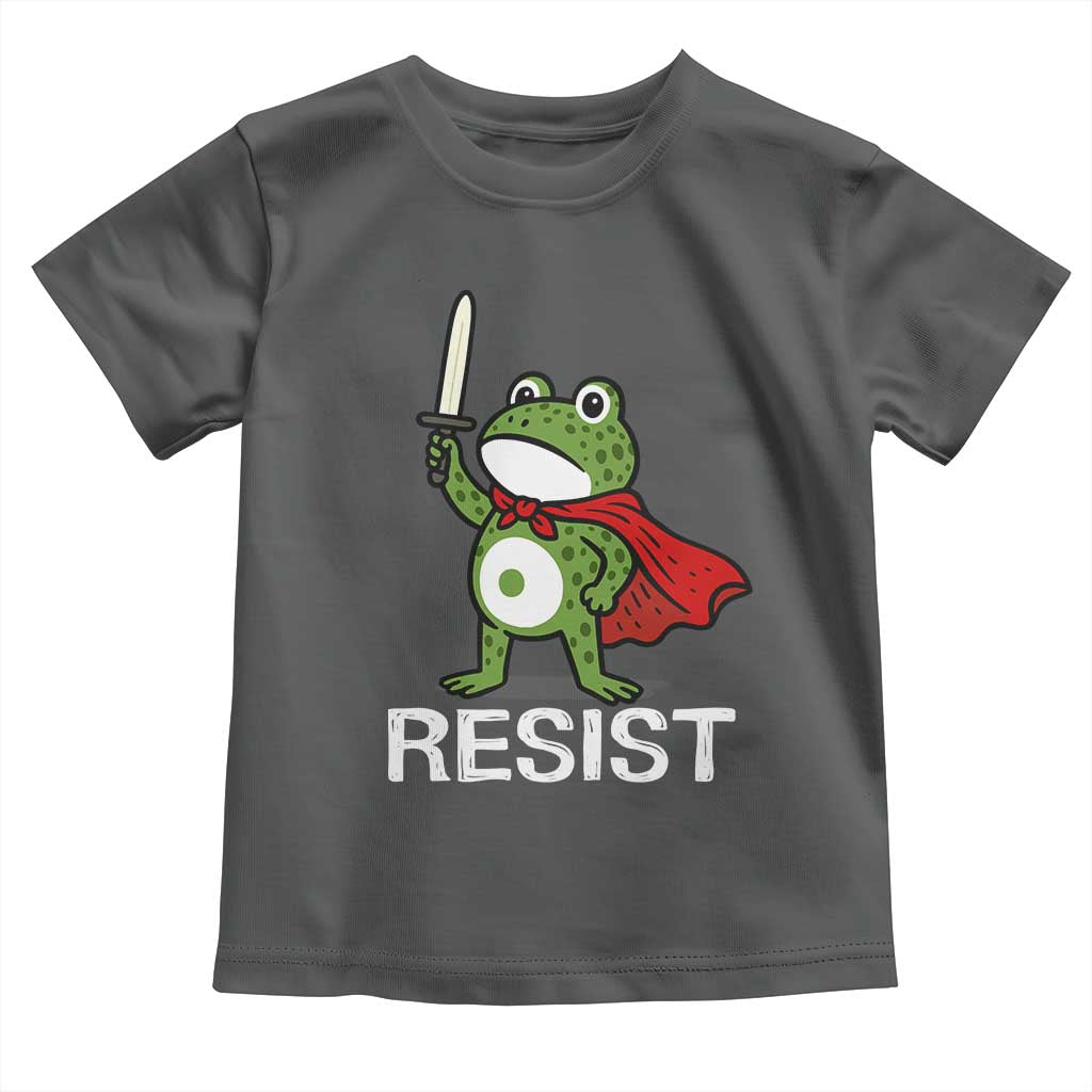 Resist Frog With Sword Toddler T Shirt No Kings Portland Protest TS10 Dark Heather Print Your Wear