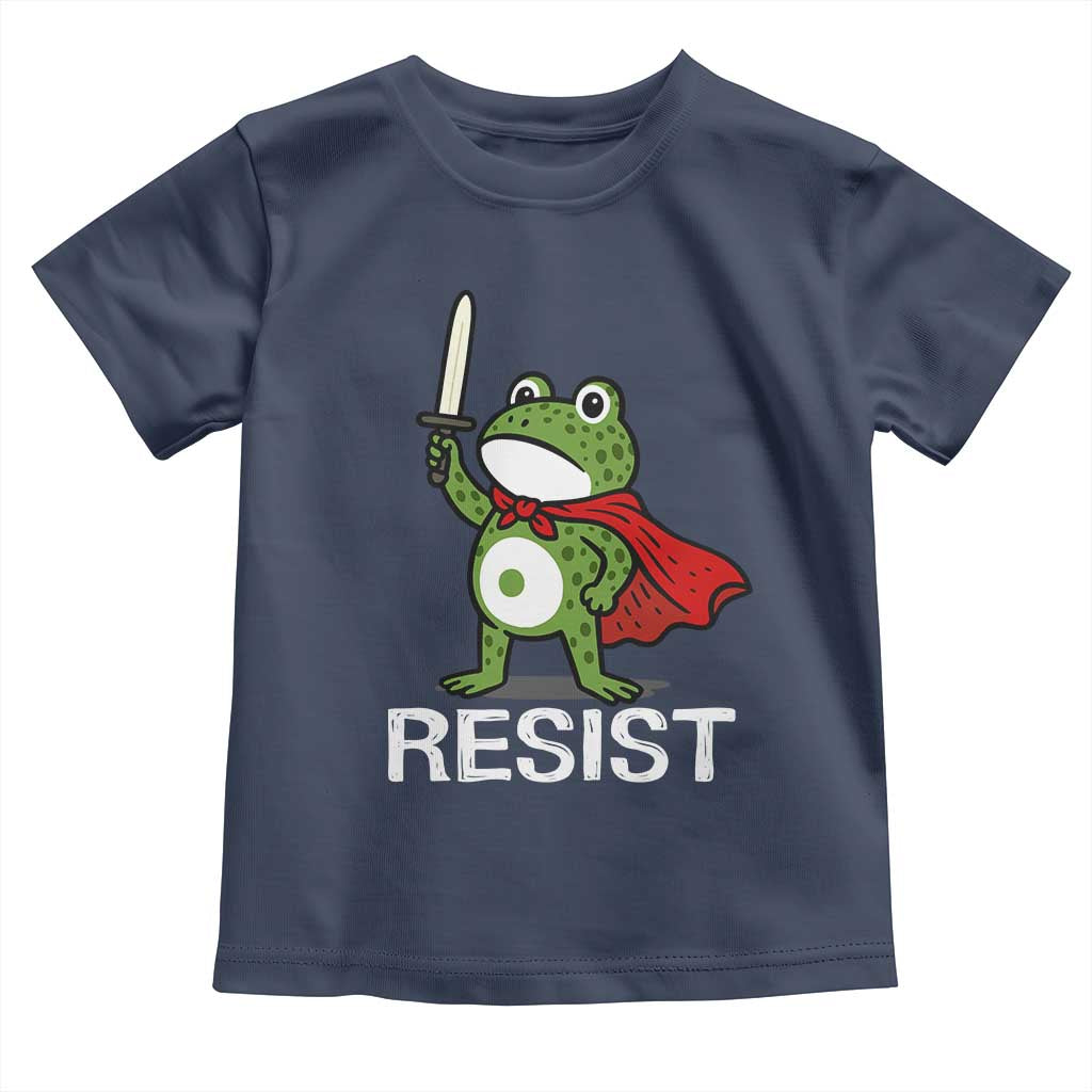 Resist Frog With Sword Toddler T Shirt No Kings Portland Protest TS10 Navy Print Your Wear
