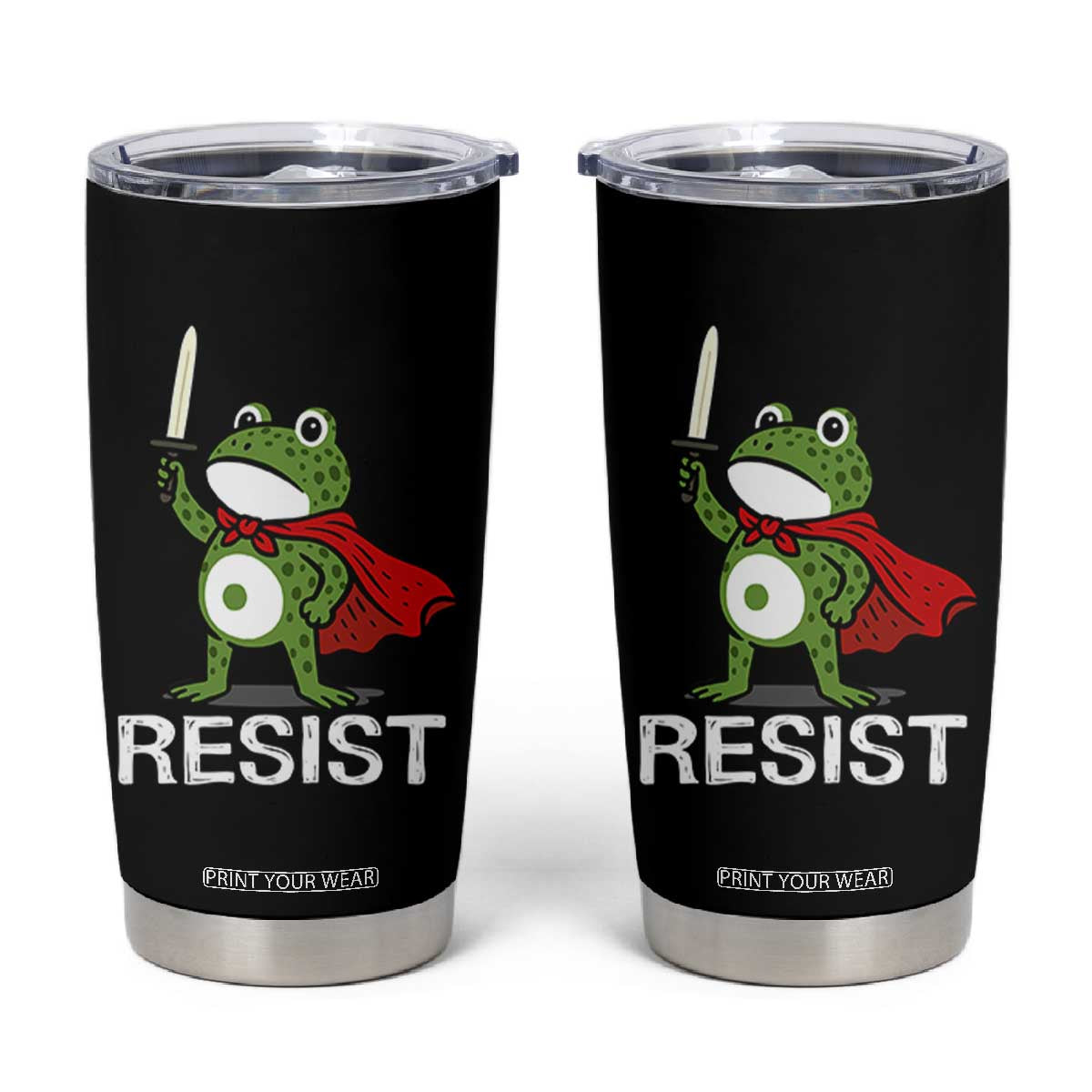 Resist Frog With Sword Tumbler Cup No Kings Portland Protest TS10 Black Print Your Wear