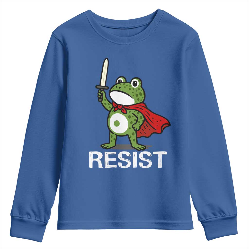 Resist Frog With Sword Youth Sweatshirt No Kings Portland Protest TS10 Royal Blue Print Your Wear