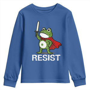 Resist Frog With Sword Youth Sweatshirt No Kings Portland Protest TS10 Royal Blue Print Your Wear