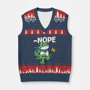No Kings in America Portland Frog V-Neck Knit Sweater Vest Funny Political Meme TS10 Navy Red Print Your Wear