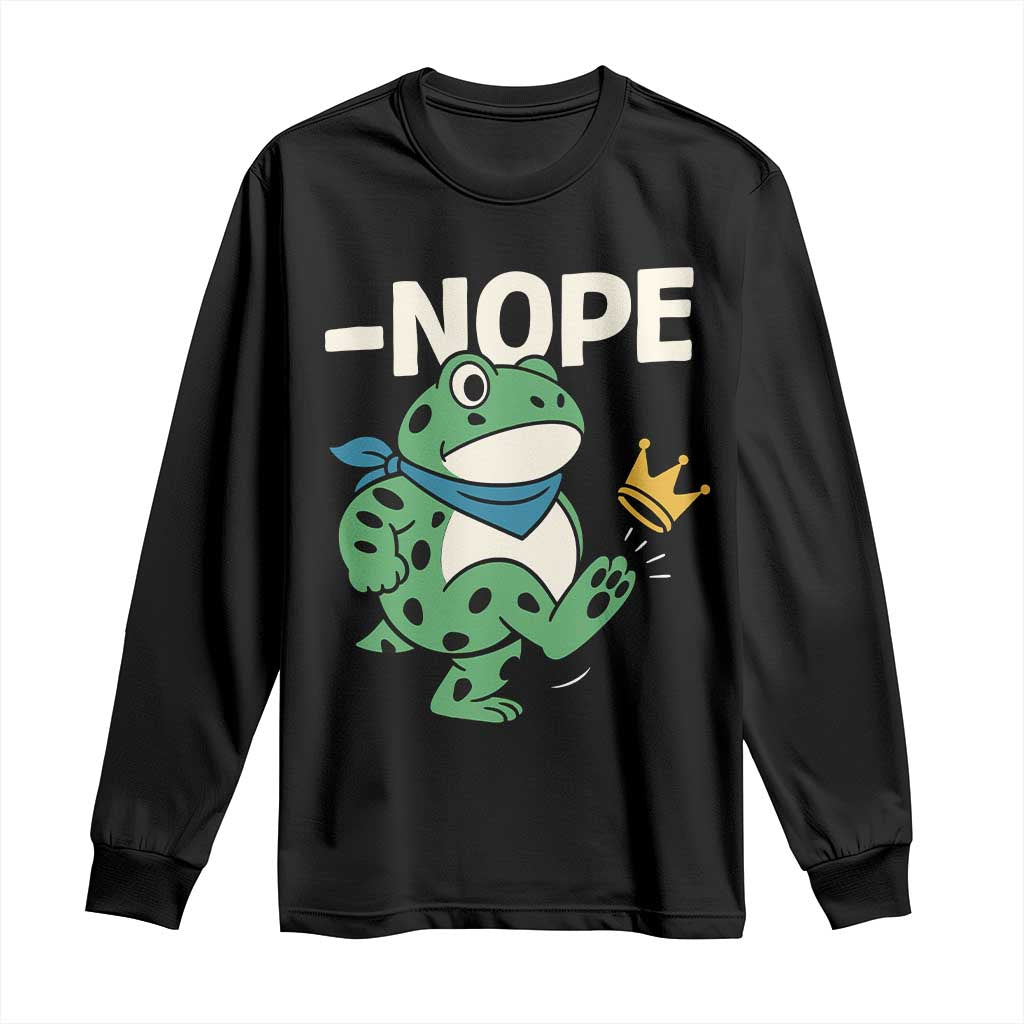 No Kings in America Portland Frog Long Sleeve Shirt Funny Political Meme TS10 Black Print Your Wear
