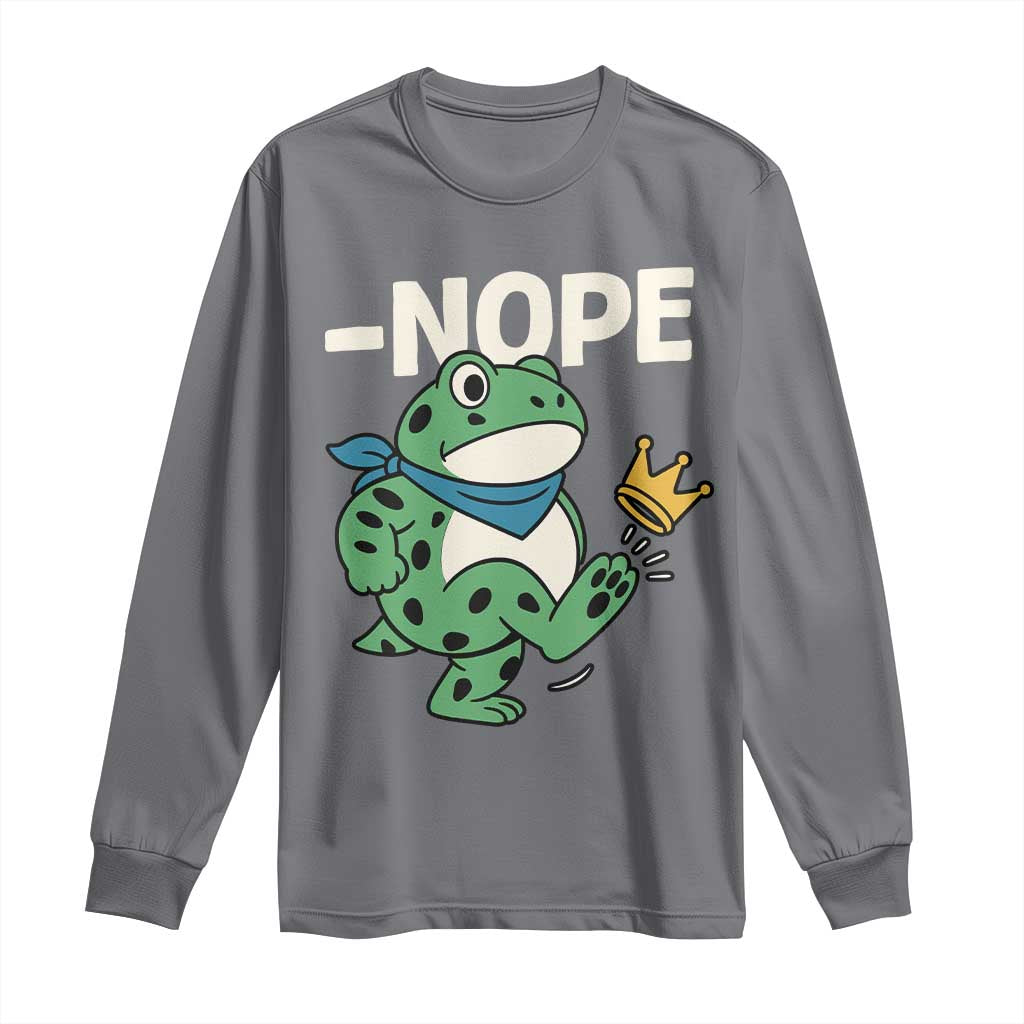 No Kings in America Portland Frog Long Sleeve Shirt Funny Political Meme TS10 Charcoal Print Your Wear