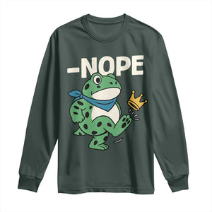 No Kings in America Portland Frog Long Sleeve Shirt Funny Political Meme TS10 Dark Forest Green Print Your Wear