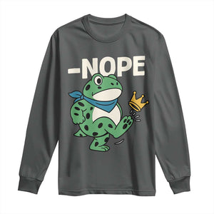 No Kings in America Portland Frog Long Sleeve Shirt Funny Political Meme TS10 Dark Heather Print Your Wear