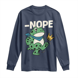 No Kings in America Portland Frog Long Sleeve Shirt Funny Political Meme TS10 Navy Print Your Wear