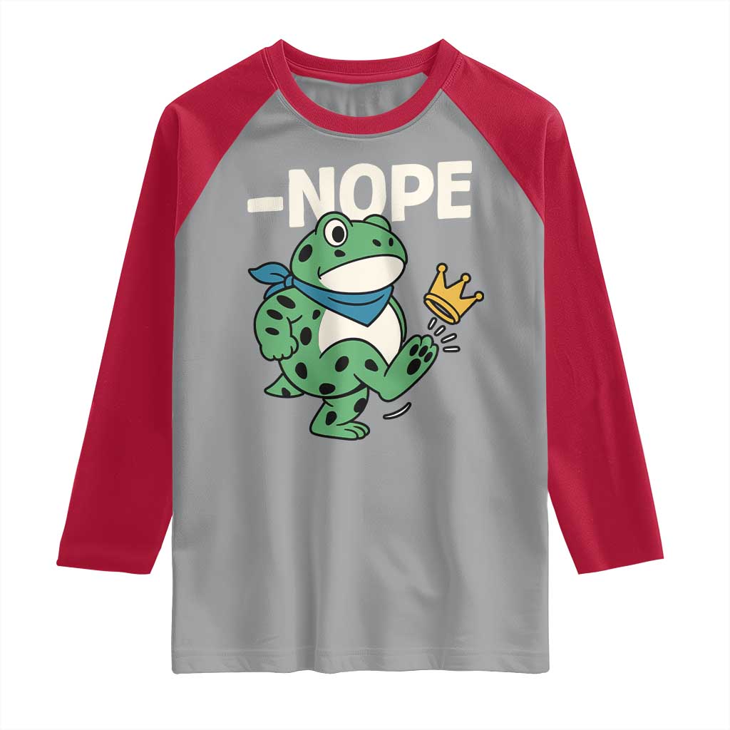 No Kings in America Portland Frog Raglan Shirt Funny Political Meme TS10 Sport Gray Red Print Your Wear