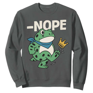 No Kings in America Portland Frog Sweatshirt Funny Political Meme TS10 Dark Heather Print Your Wear