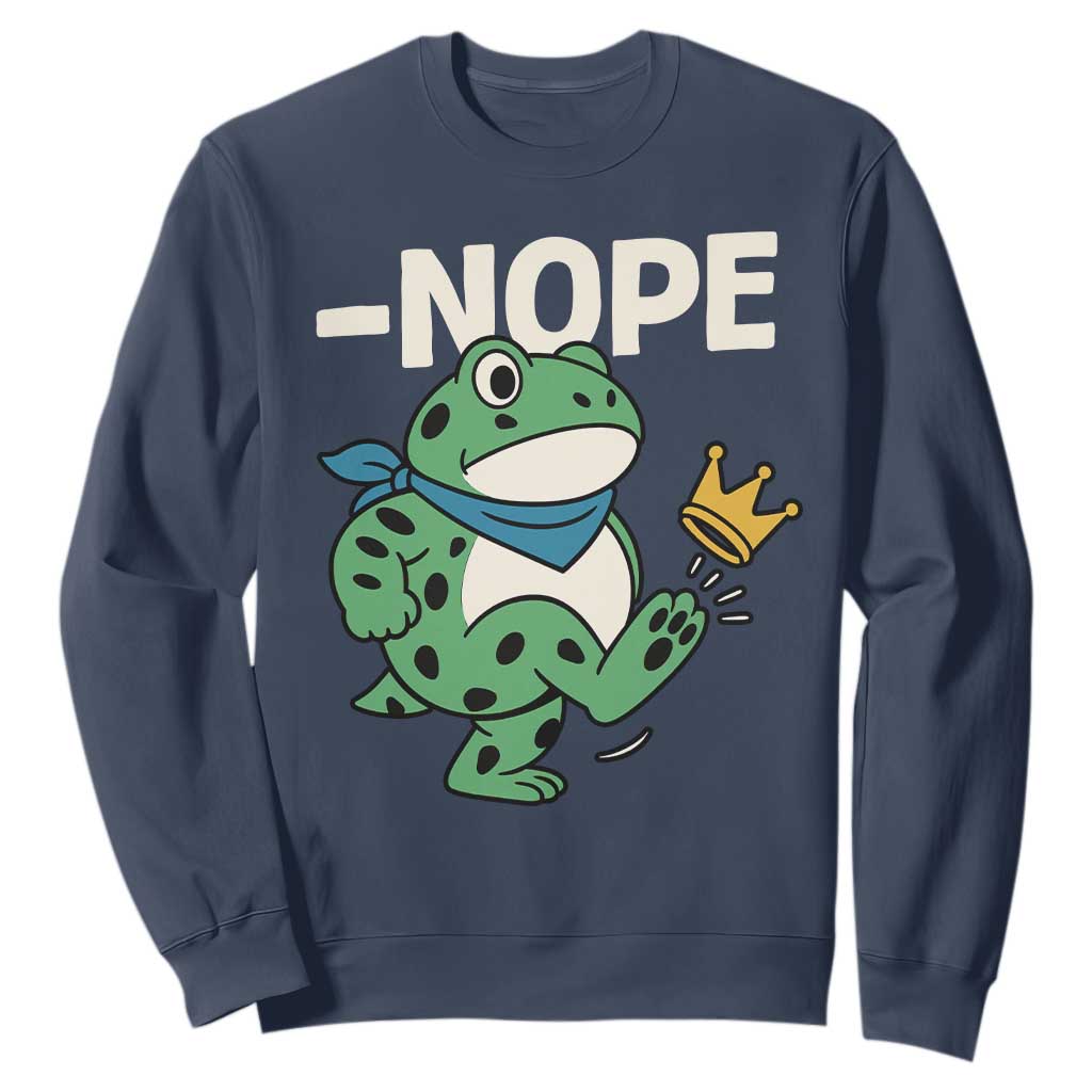 No Kings in America Portland Frog Sweatshirt Funny Political Meme TS10 Navy Print Your Wear