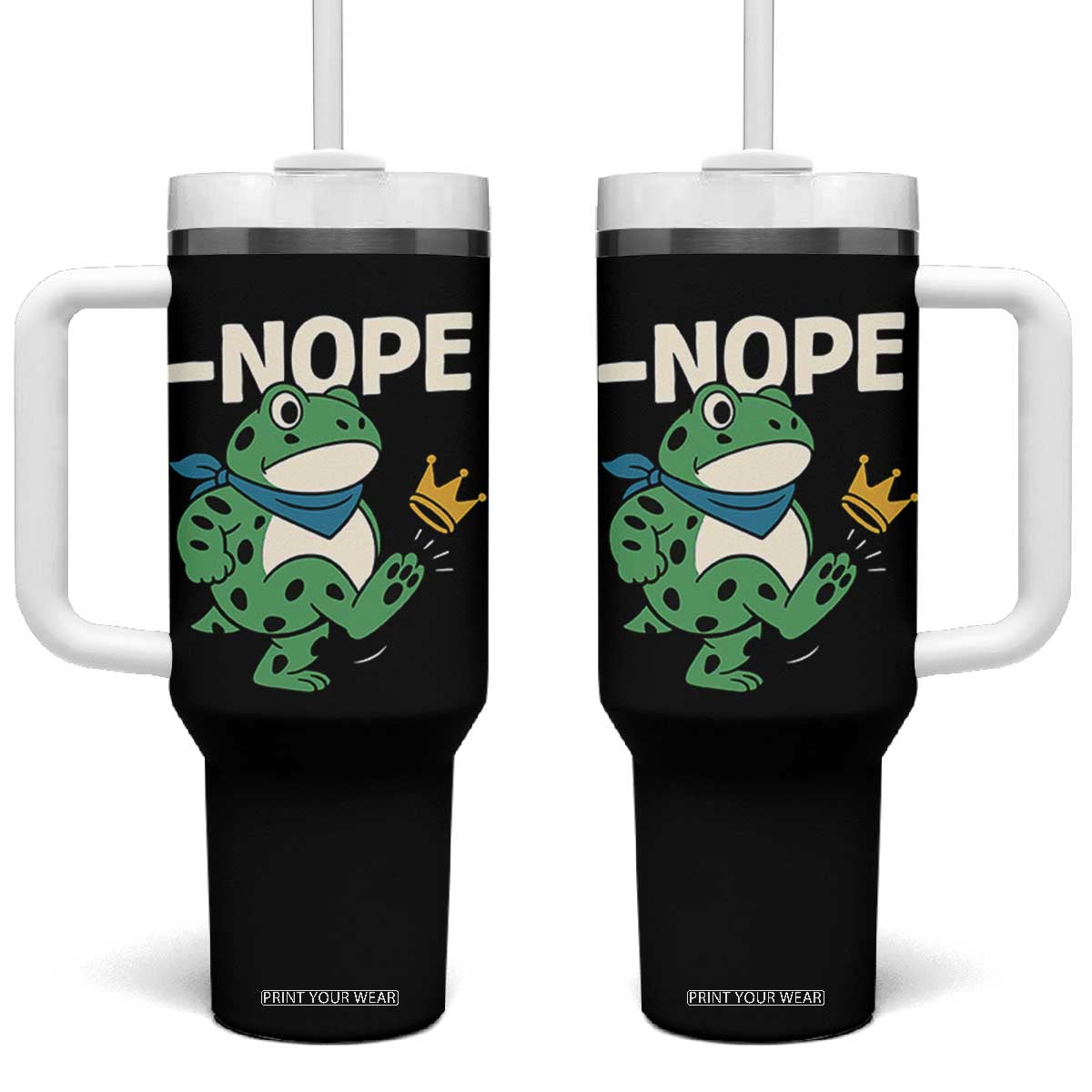 No Kings in America Portland Frog Tumbler With Handle Funny Political Meme TS10 One Size: 40 oz Black Print Your Wear
