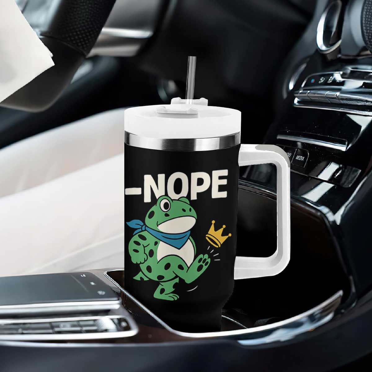 No Kings in America Portland Frog Tumbler With Handle Funny Political Meme TS10 Print Your Wear