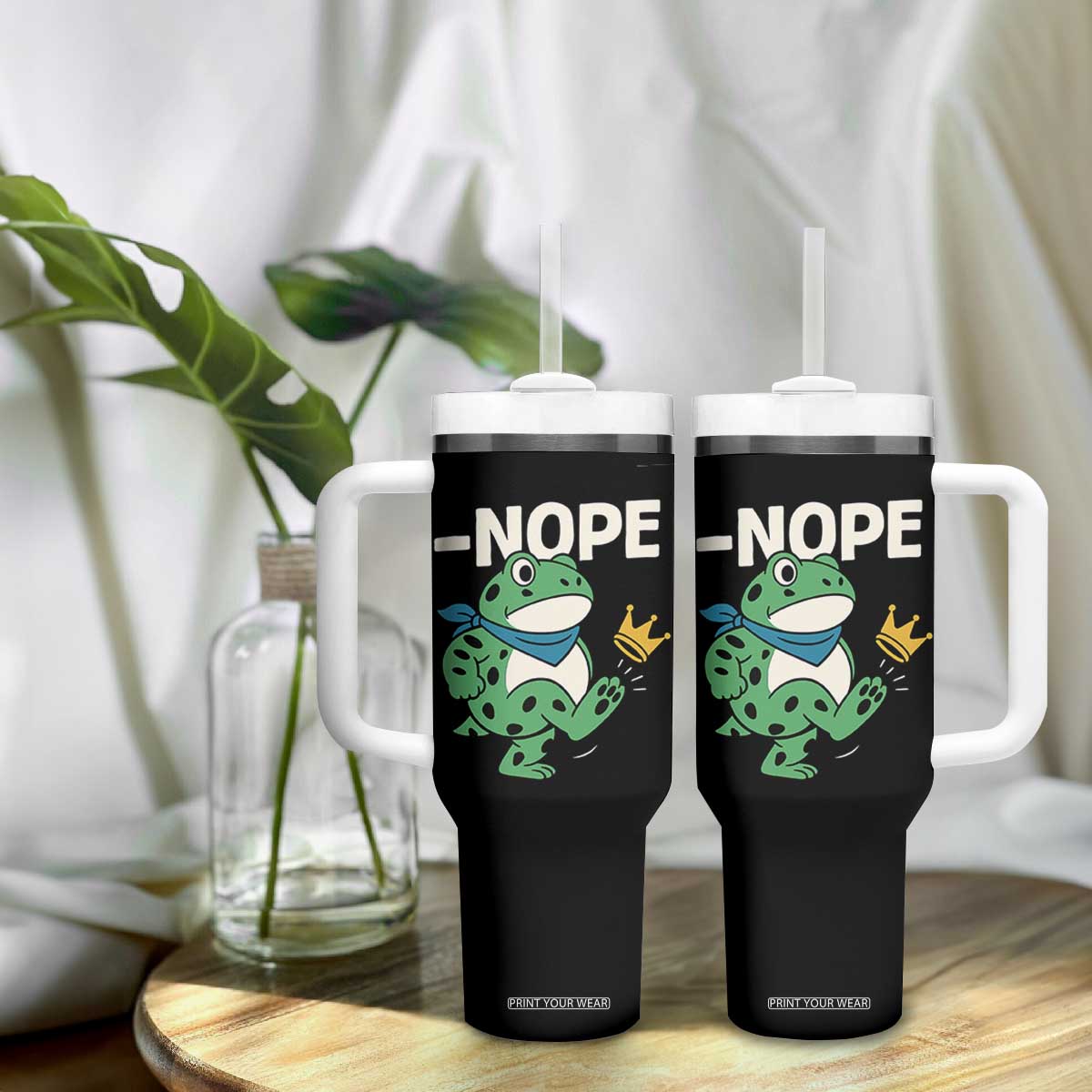 No Kings in America Portland Frog Tumbler With Handle Funny Political Meme TS10 Print Your Wear