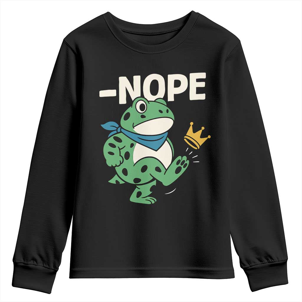 No Kings in America Portland Frog Youth Sweatshirt Funny Political Meme TS10 Black Print Your Wear