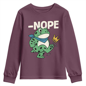 No Kings in America Portland Frog Youth Sweatshirt Funny Political Meme TS10 Maroon Print Your Wear