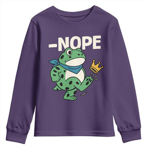 No Kings in America Portland Frog Youth Sweatshirt Funny Political Meme TS10 Purple Print Your Wear