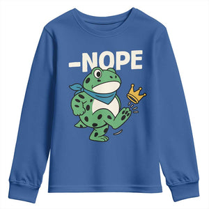 No Kings in America Portland Frog Youth Sweatshirt Funny Political Meme TS10 Royal Blue Print Your Wear