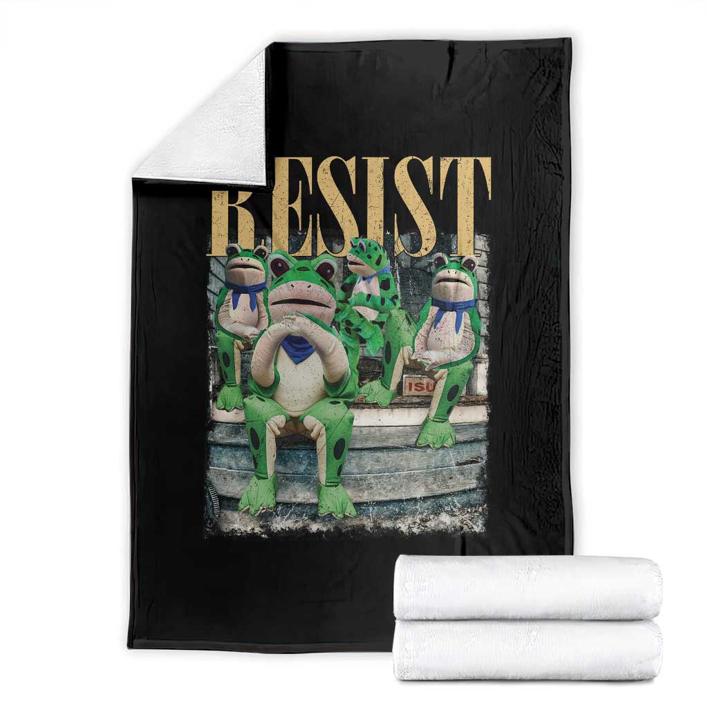 Portland Frog Resist Protest Throw Blanket 80s Frogs Deportation Resistance TS10 Black Print Your Wear
