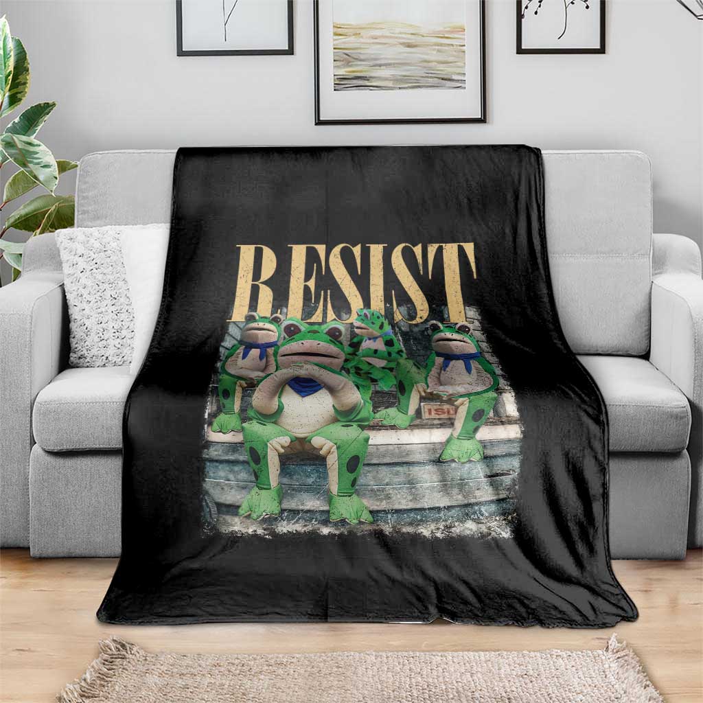 Portland Frog Resist Protest Throw Blanket 80s Frogs Deportation Resistance TS10 Print Your Wear