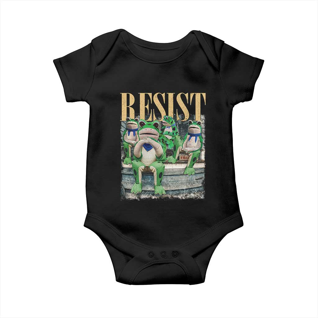 Portland Frog Resist Protest Baby Onesie 80s Frogs Deportation Resistance TS10 Black Print Your Wear