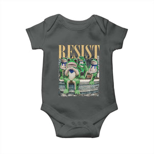 Portland Frog Resist Protest Baby Onesie 80s Frogs Deportation Resistance TS10 Dark Heather Print Your Wear