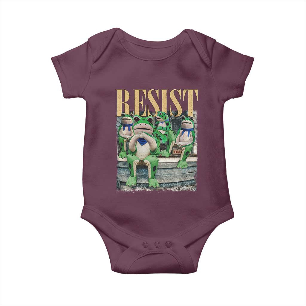 Portland Frog Resist Protest Baby Onesie 80s Frogs Deportation Resistance TS10 Maroon Print Your Wear