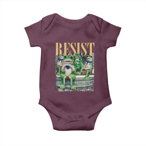 Portland Frog Resist Protest Baby Onesie 80s Frogs Deportation Resistance TS10 Maroon Print Your Wear