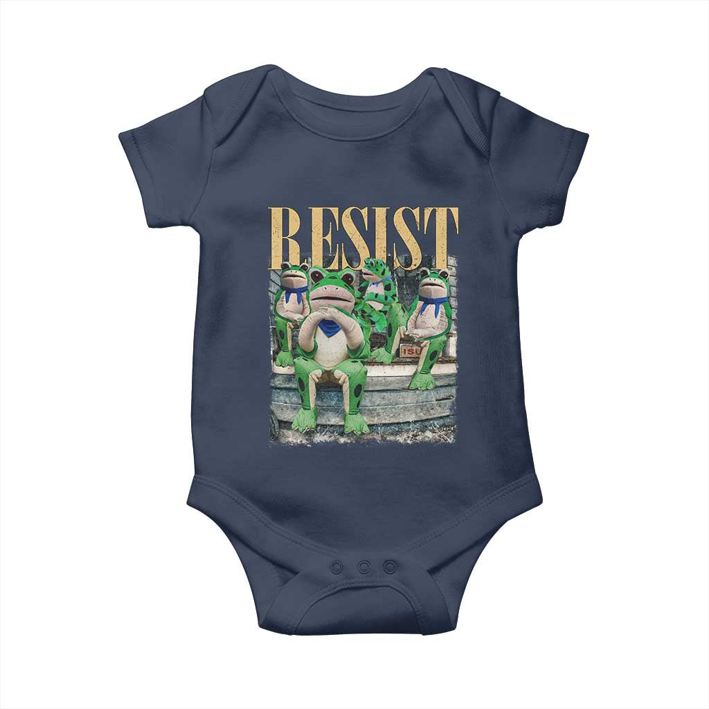 Portland Frog Resist Protest Baby Onesie 80s Frogs Deportation Resistance TS10 Navy Print Your Wear