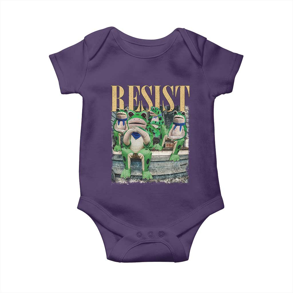 Portland Frog Resist Protest Baby Onesie 80s Frogs Deportation Resistance TS10 Purple Print Your Wear