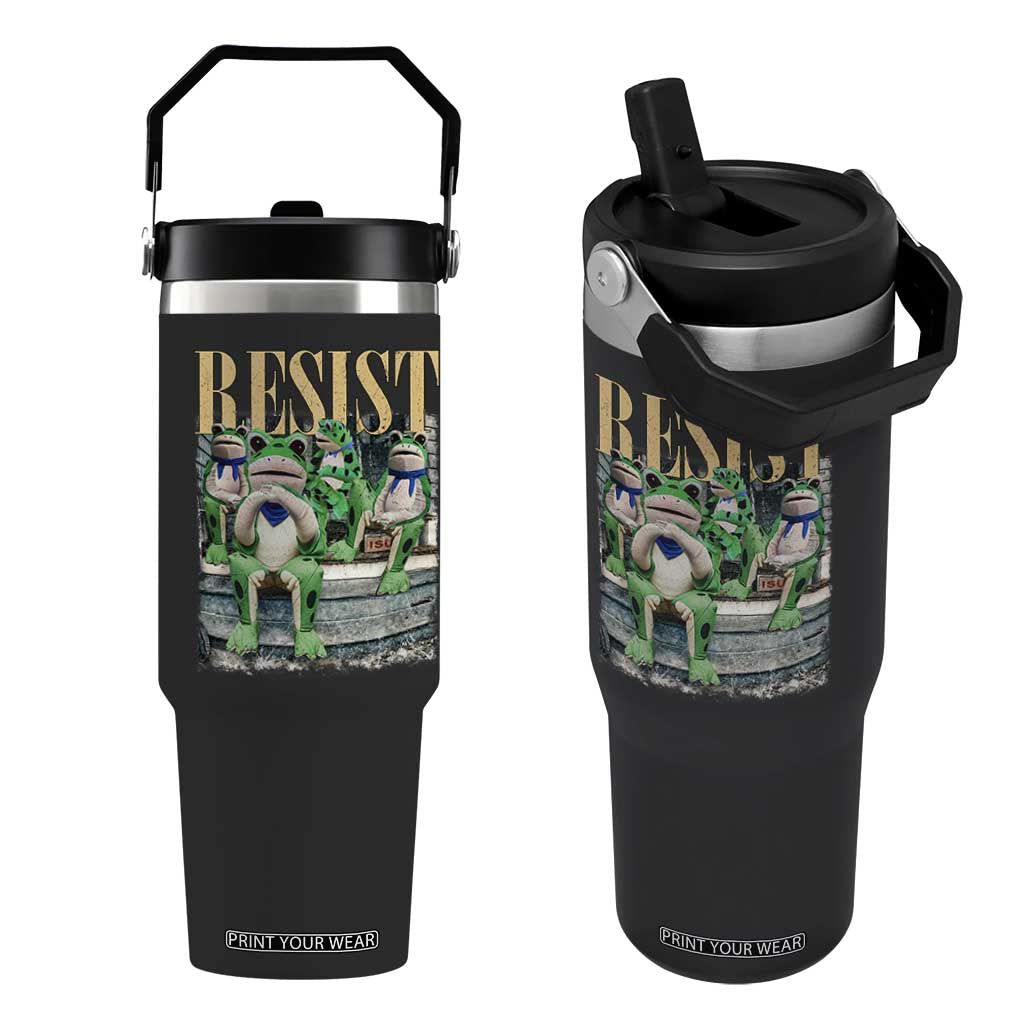 Portland Frog Resist Protest Flip Straw Tumbler 80s Frogs Deportation Resistance TS10 One Size: 30 oz Black Print Your Wear