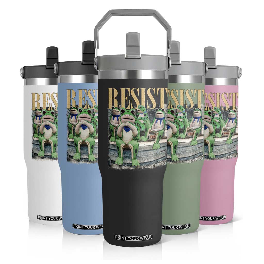 Portland Frog Resist Protest Flip Straw Tumbler 80s Frogs Deportation Resistance TS10 Print Your Wear
