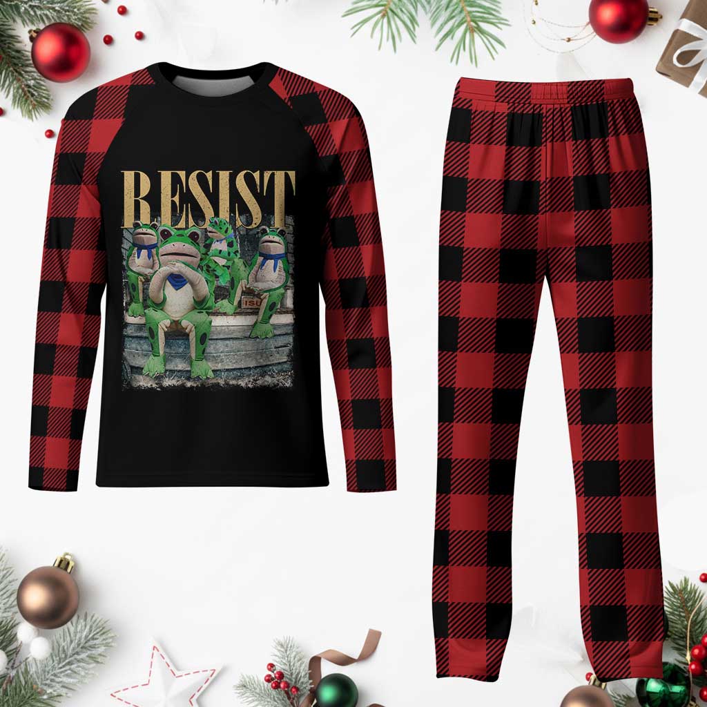 Portland Frog Resist Protest Plaid Pajama Set 80s Frogs Deportation Resistance TS10 Buffalo Plaid Print Your Wear