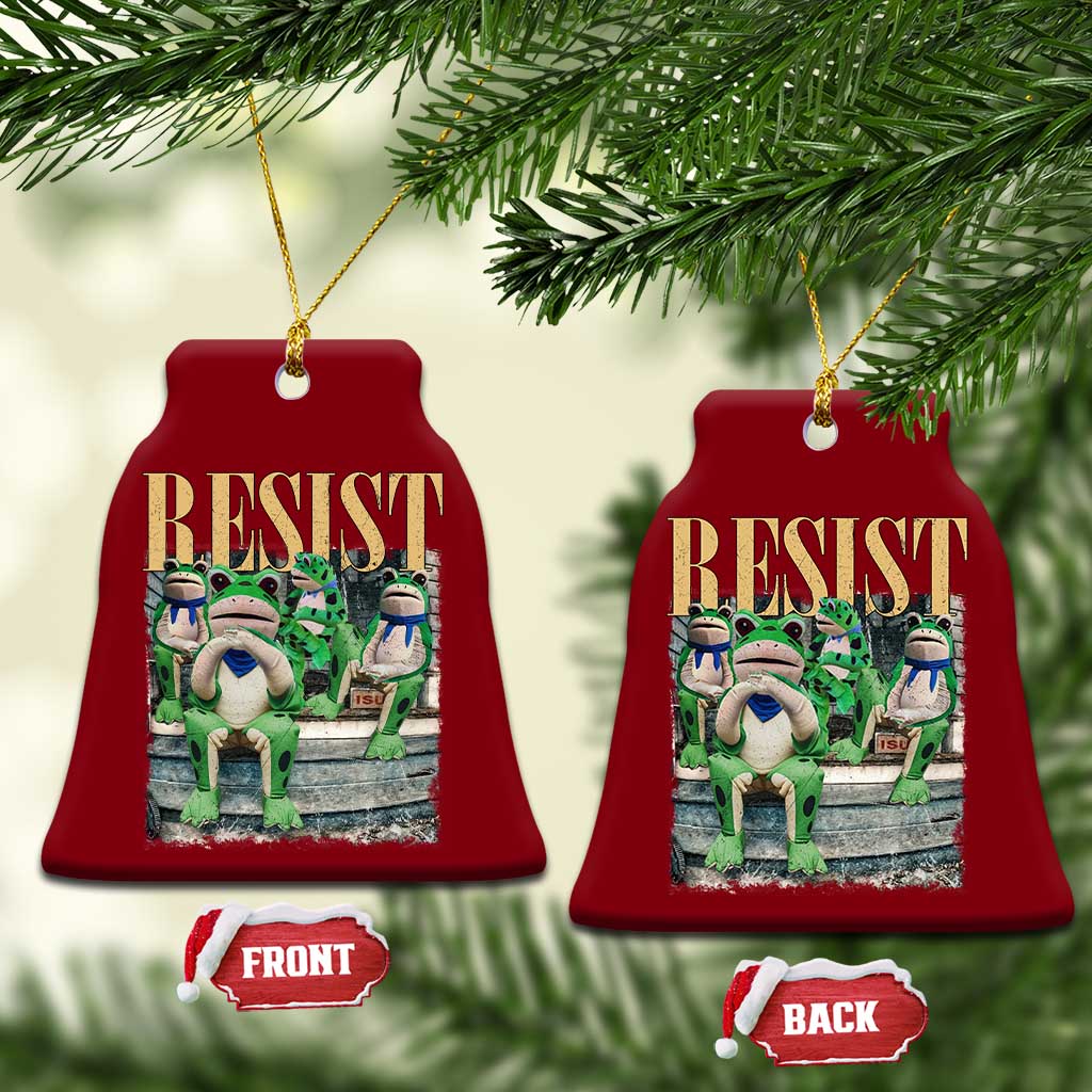 Portland Frog Resist Protest Ceramic Ornament 80s Frogs Deportation Resistance - Print Your Wear