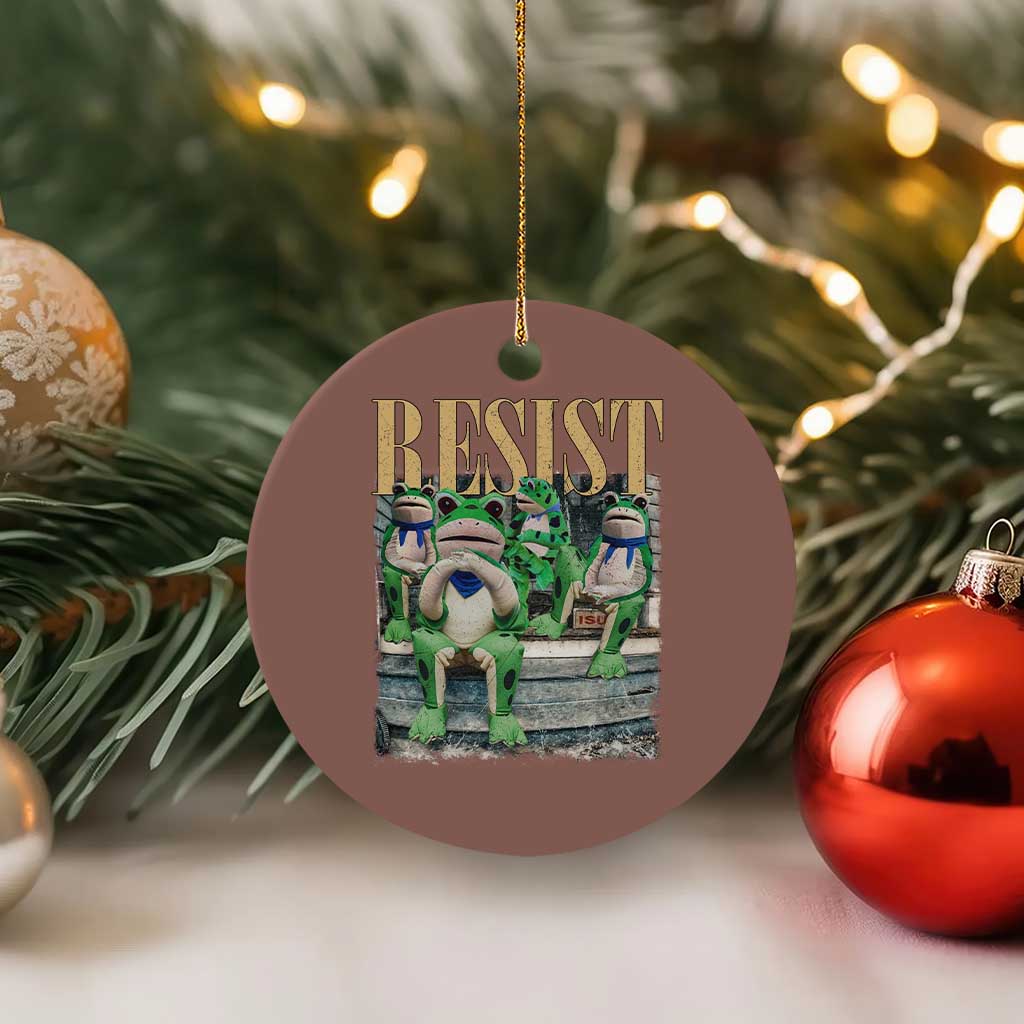 Portland Frog Resist Protest Ceramic Ornament 80s Frogs Deportation Resistance TS10 1pc Mocha Print Your Wear