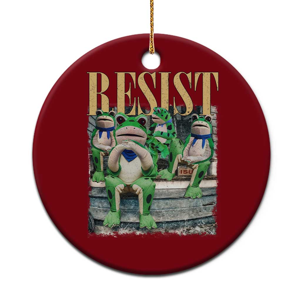 Portland Frog Resist Protest Ceramic Ornament 80s Frogs Deportation Resistance - Print Your Wear