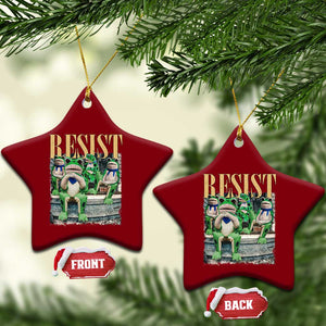 Portland Frog Resist Protest Ceramic Ornament 80s Frogs Deportation Resistance - Print Your Wear