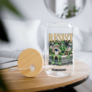 Portland Frog Resist Protest Glass Can 80s Frogs Deportation Resistance TS10 Print Your Wear