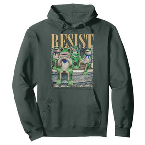 Portland Frog Resist Protest Hoodie 80s Frogs Deportation Resistance TS10 Dark Forest Green Print Your Wear