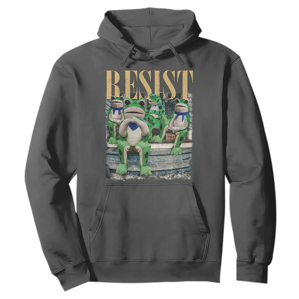 Portland Frog Resist Protest Hoodie 80s Frogs Deportation Resistance TS10 Dark Heather Print Your Wear