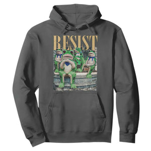 Portland Frog Resist Protest Hoodie 80s Frogs Deportation Resistance TS10 Dark Heather Print Your Wear
