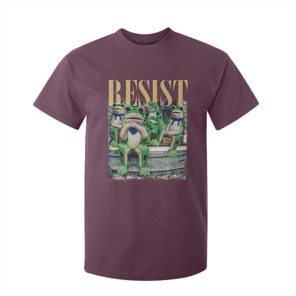 Portland Frog Resist Protest T Shirt For Kid 80s Frogs Deportation Resistance TS10 Maroon Print Your Wear