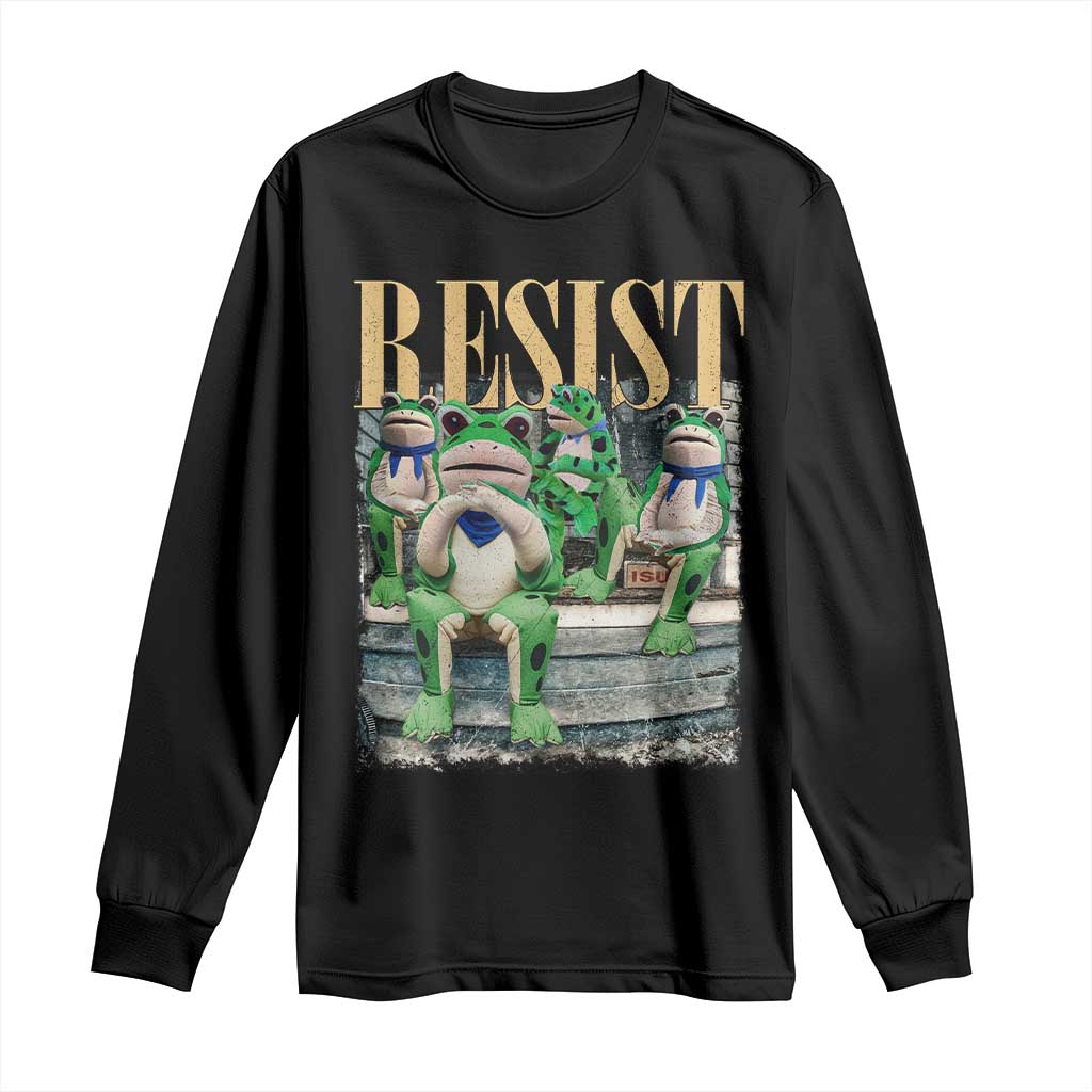Portland Frog Resist Protest Long Sleeve Shirt 80s Frogs Deportation Resistance - Print Your Wear