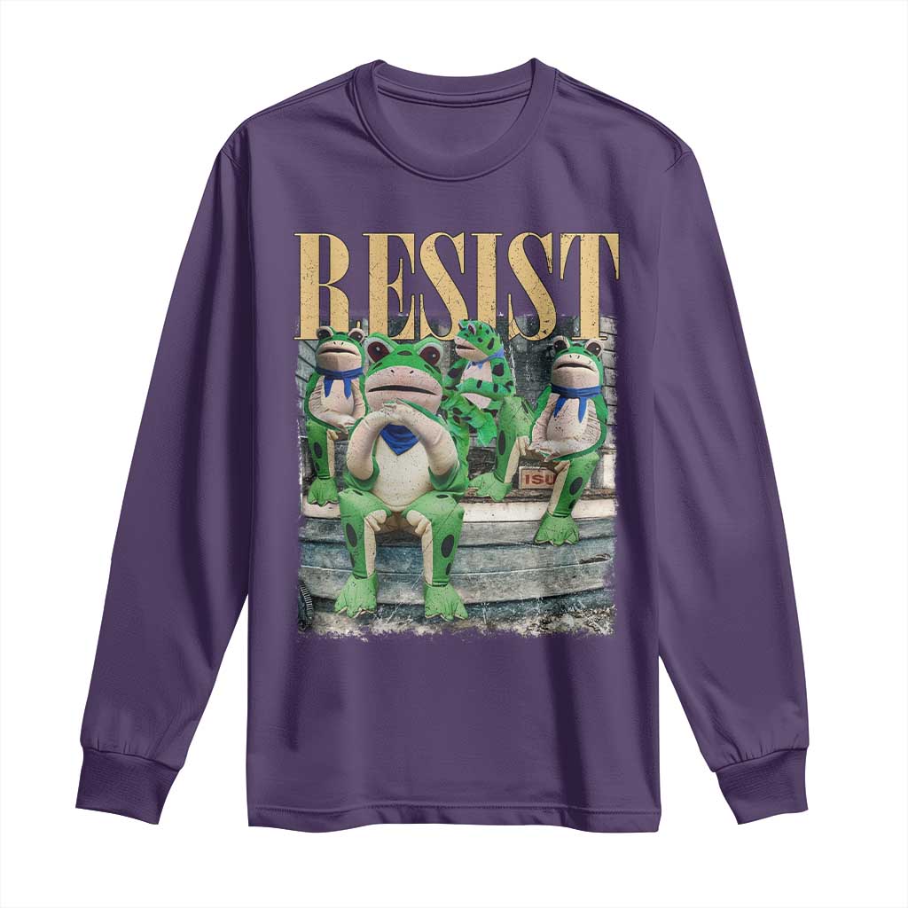 Portland Frog Resist Protest Long Sleeve Shirt 80s Frogs Deportation Resistance TS10 Purple Print Your Wear