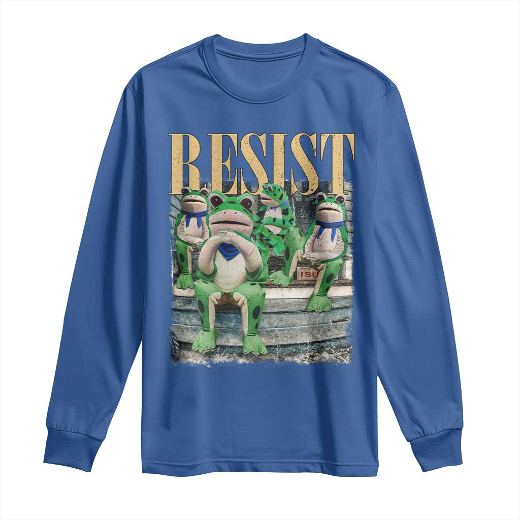 Portland Frog Resist Protest Long Sleeve Shirt 80s Frogs Deportation Resistance TS10 Royal Blue Print Your Wear