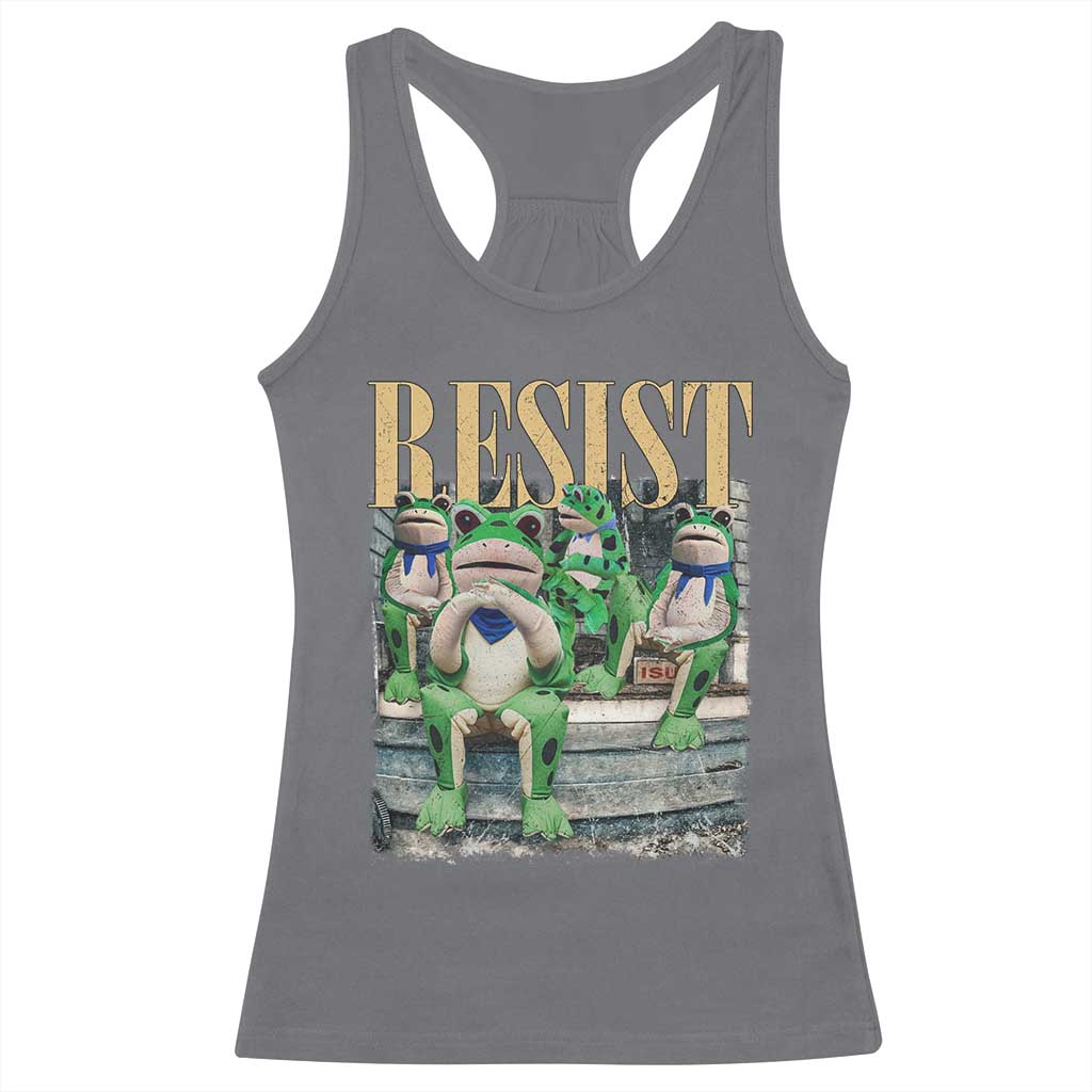 Portland Frog Resist Protest Racerback Tank Top 80s Frogs Deportation Resistance TS10 Charcoal Print Your Wear