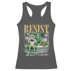 Portland Frog Resist Protest Racerback Tank Top 80s Frogs Deportation Resistance TS10 Dark Heather Print Your Wear