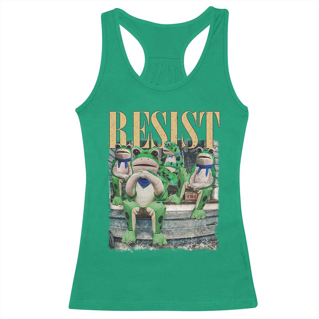 Portland Frog Resist Protest Racerback Tank Top 80s Frogs Deportation Resistance TS10 Irish Green Print Your Wear