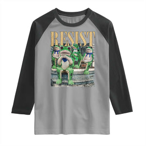 Portland Frog Resist Protest Raglan Shirt 80s Frogs Deportation Resistance TS10 Sport Gray Black Print Your Wear