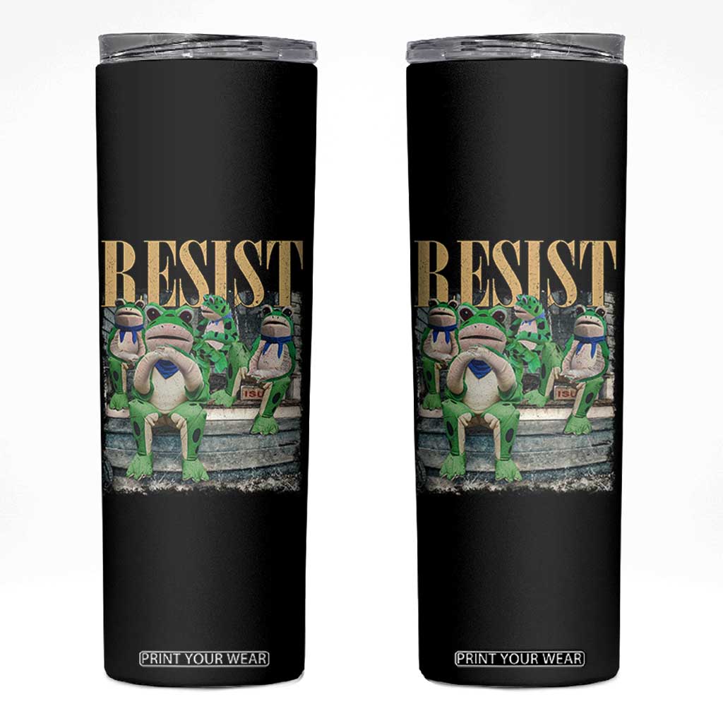 Portland Frog Resist Protest Skinny Tumbler 80s Frogs Deportation Resistance TS10 Black Print Your Wear