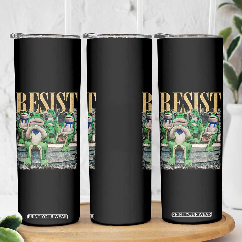 Portland Frog Resist Protest Skinny Tumbler 80s Frogs Deportation Resistance TS10 Print Your Wear